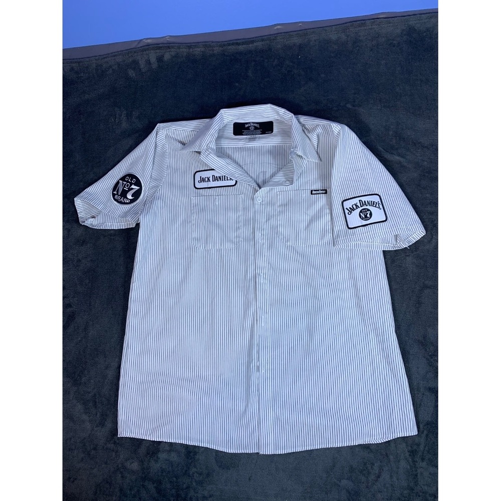 Throttle Threads Jack Daniel's Old No. 7 Men's Button-Up L White